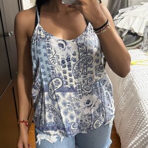 Blue Floral Women's Tank